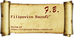 Filipovics Bazsó névjegykártya